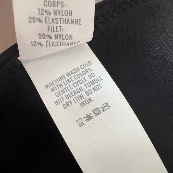 Aerie Offline Goals Plunge Sports Bra True Black Floral Mesh Back Strappy Active - Picture 13 of 15